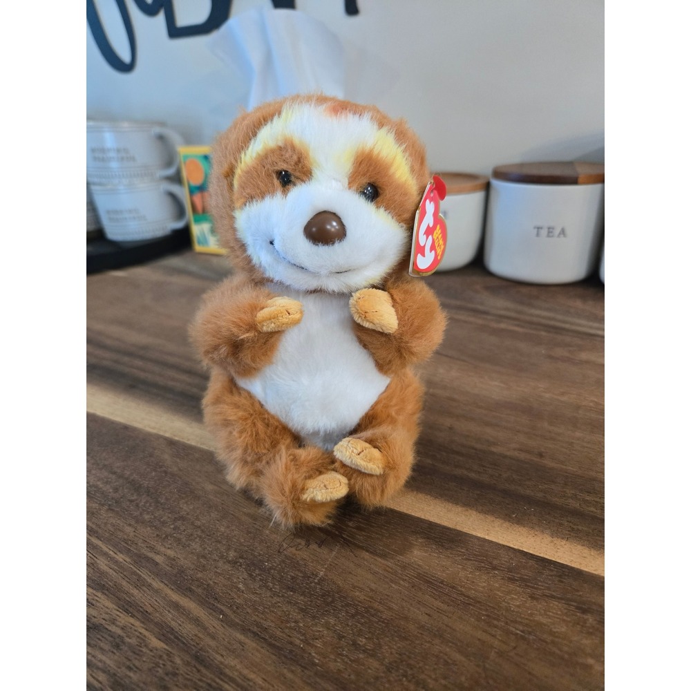 Ty Beanie Bellies Stella the Sloth Brown White Sitting Plush Stuffed Animal Toy